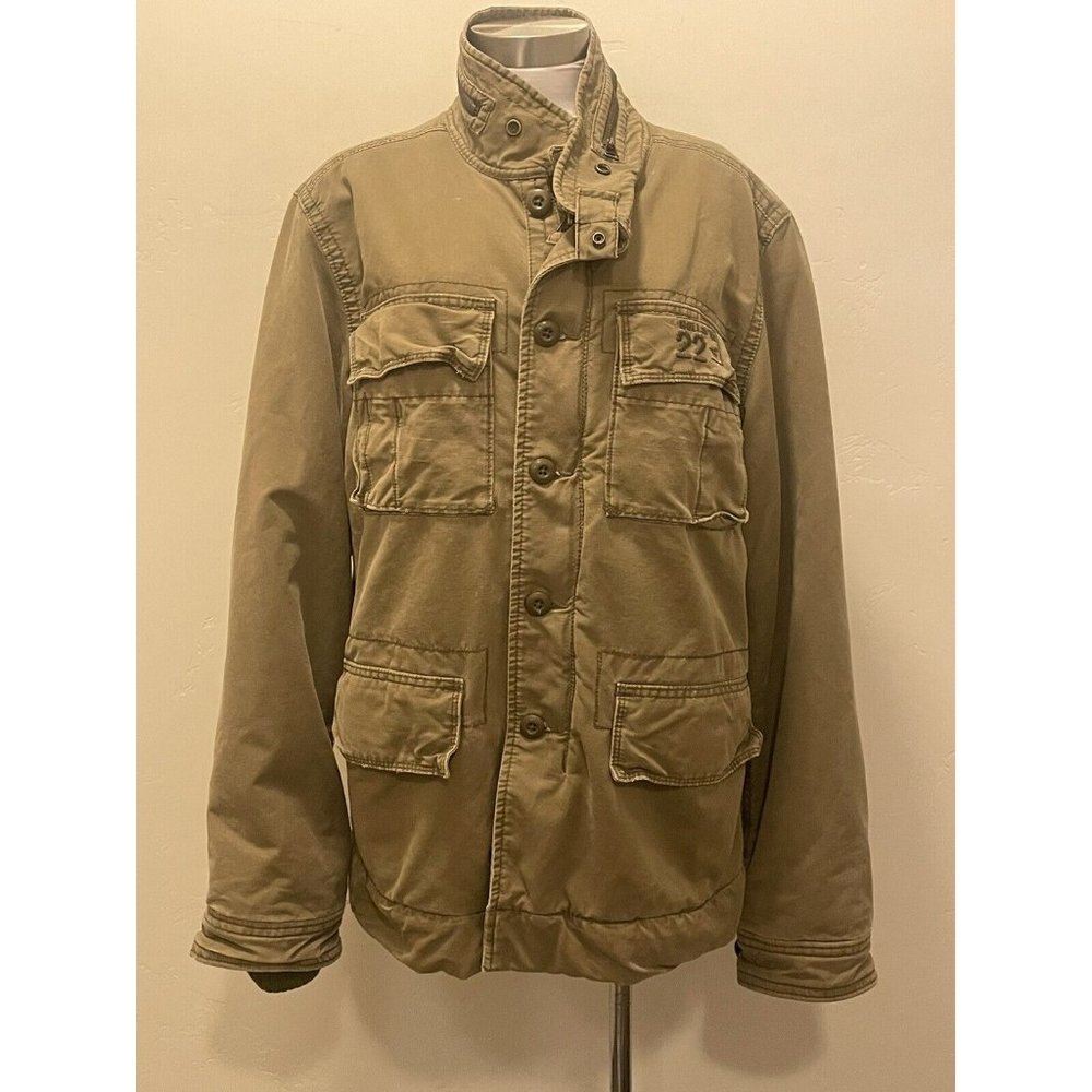 HOLLISTER 22 Jacket sz. M Beige Sherpa‎ Lined Canvas Barn Chore Military Coat